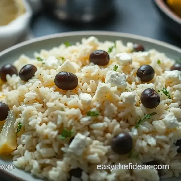 Greek Lemon Herb Rice with Olives and Feta