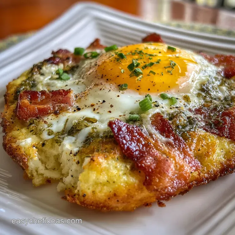 Elegant plate featuring a slice of the savory souffle, vibrant green chili flecks contrasting with the rich, melted Monter...