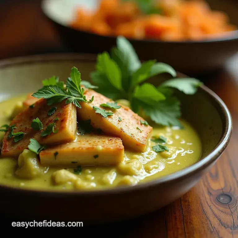 The Emerald Jewel Creamy Green Thai Fish Curry Gaeng Keow Wan Pla presentation