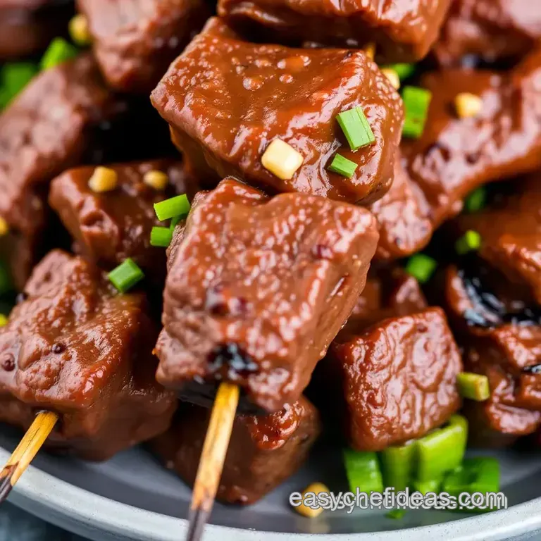 Grill Mongolian Beef Skewers presentation