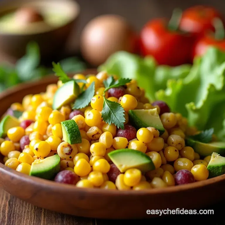 Grilled Corn and Avocado Salad with Chipotlelime Zing presentation