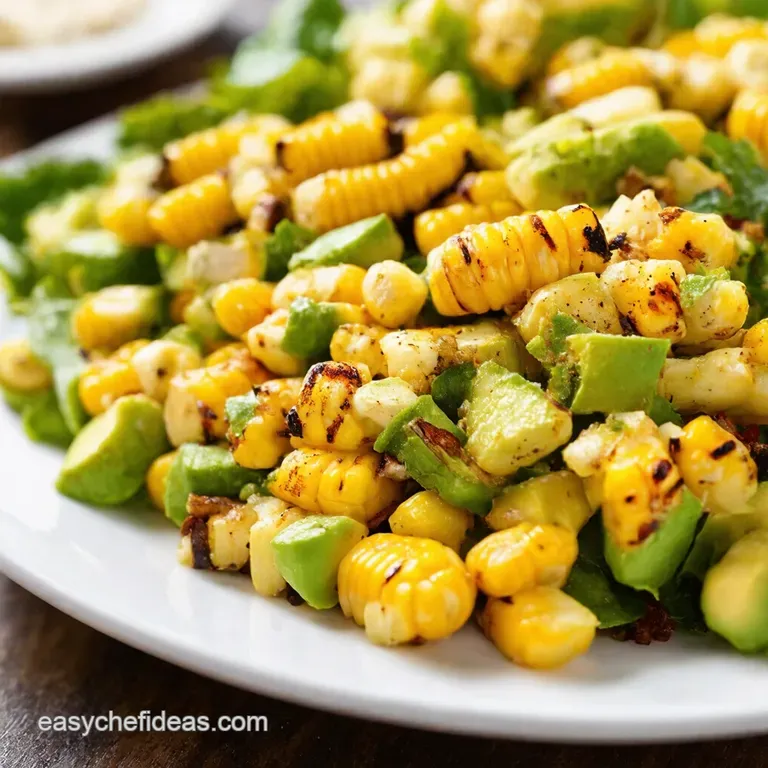 Grilled Corn Avocado Salad with Chililime Dressing presentation