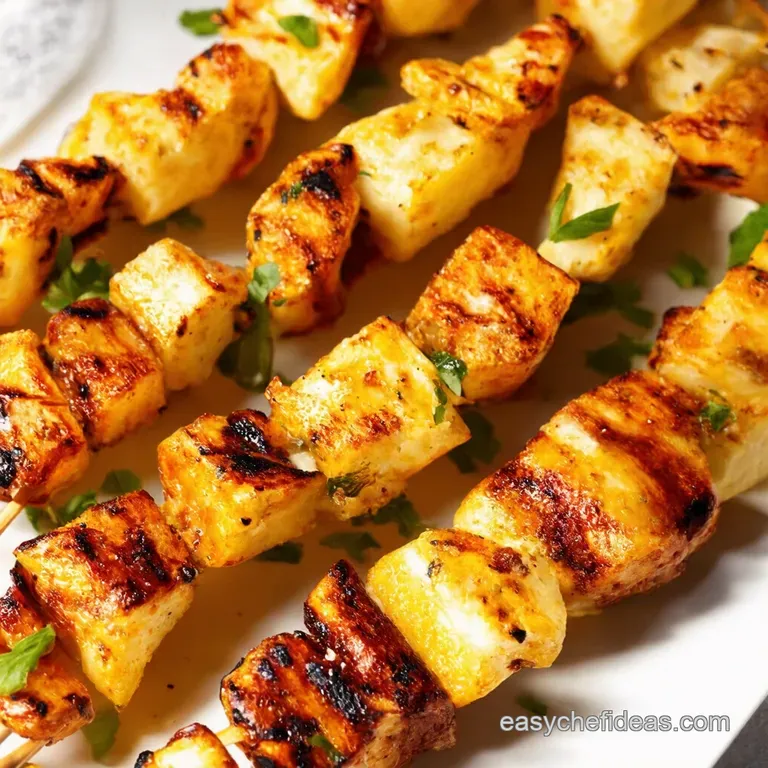 Grilled Halloumi Rainbow Vegetable Skewers