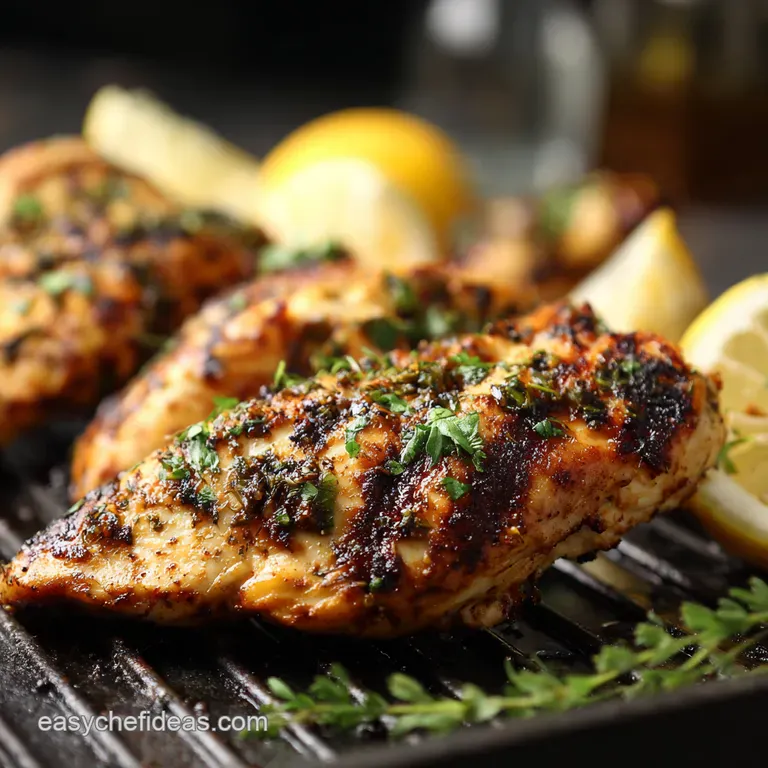 Grilled Lemon-Herb Chicken Paillards presentation