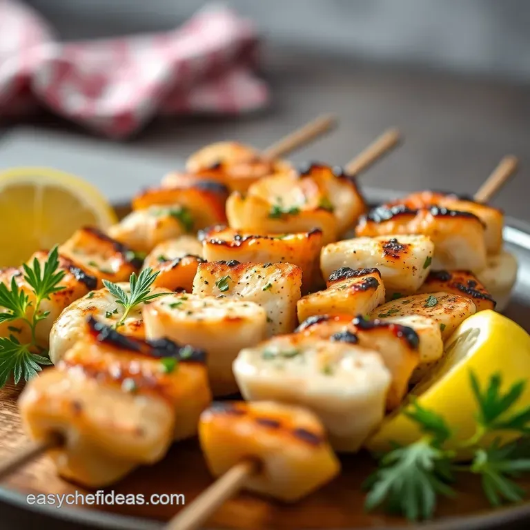 Grilled Mediterranean Seafood Skewers presentation