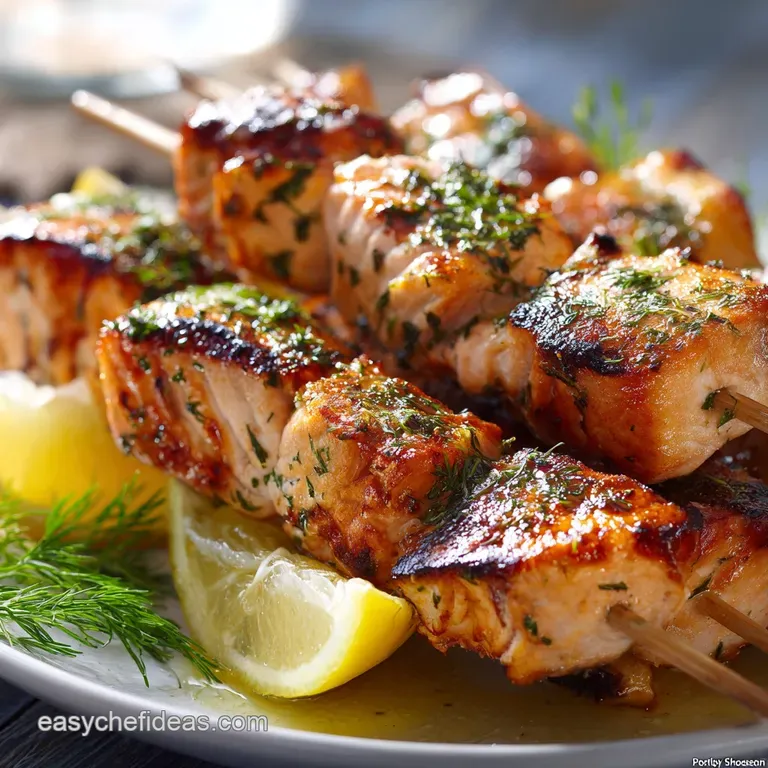 Grilled Salmon Kebabs with Zesty Lemon Dill Marinade
