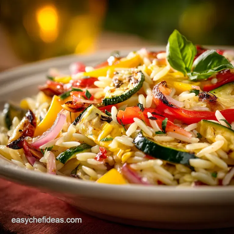Grilled Vegetable Orzo Pasta Salad: Smoky Charred Goodness presentation