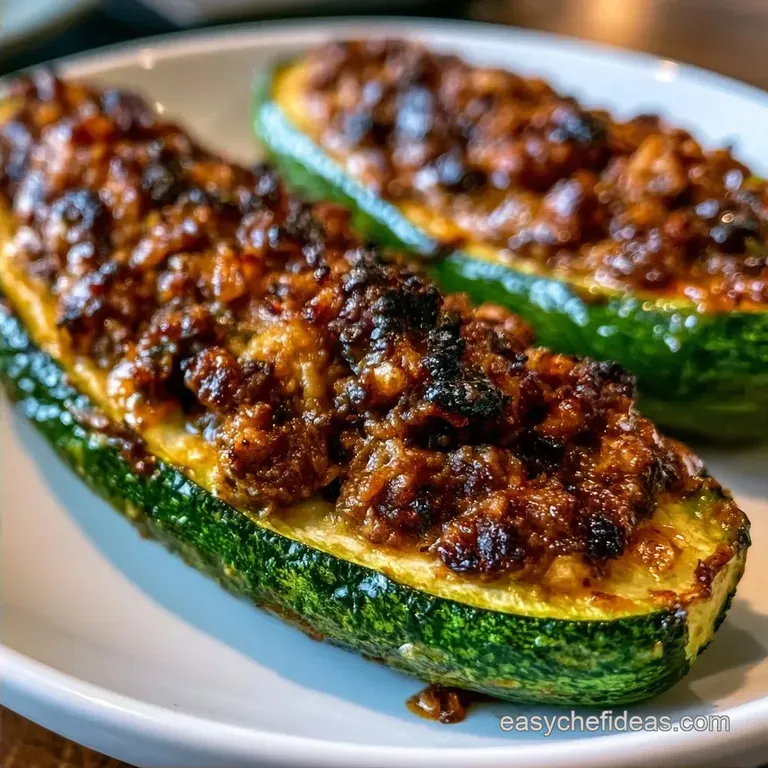 Healthy Ground Beef Zucchini Boats