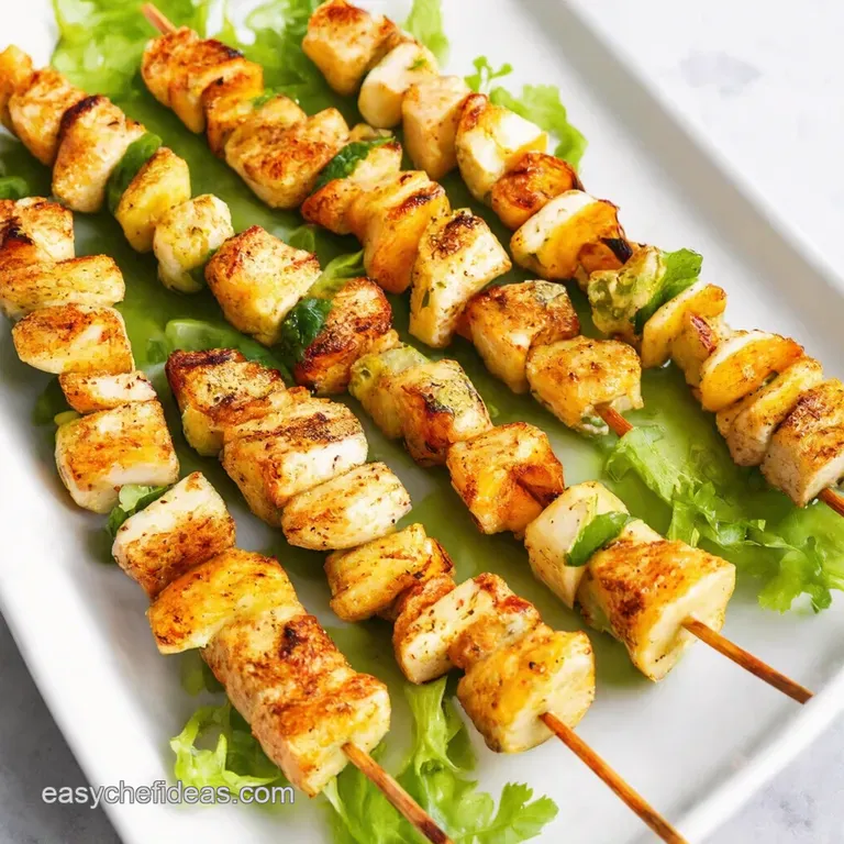 Halloumi Sunshine Skewers with Zesty LemonHerb Drizzle