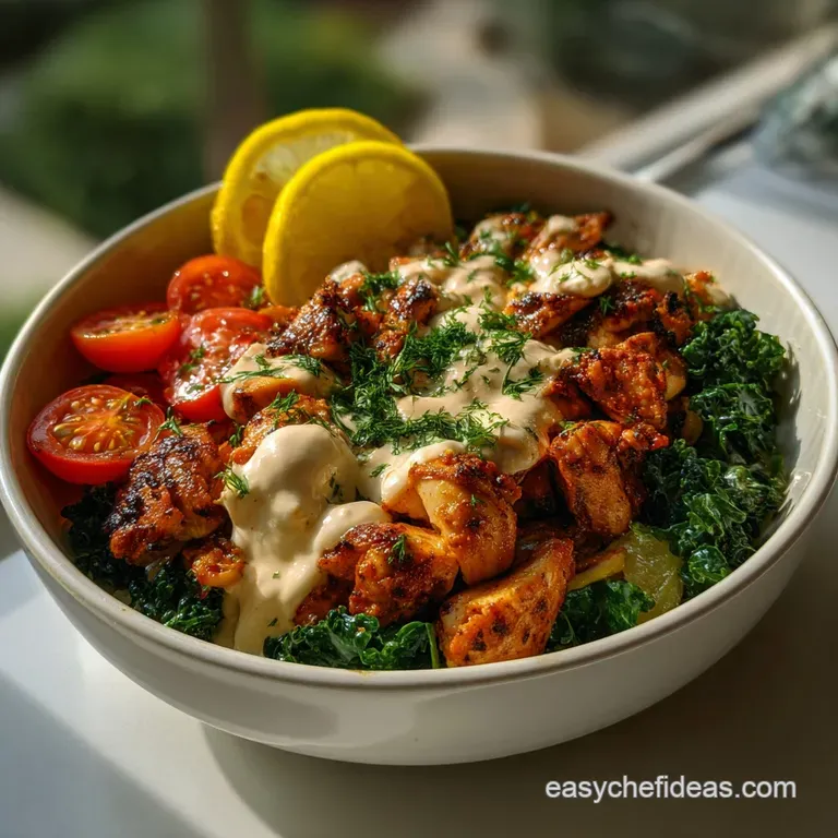 Protein Bowl: Harissa Chicken Power Greens presentation