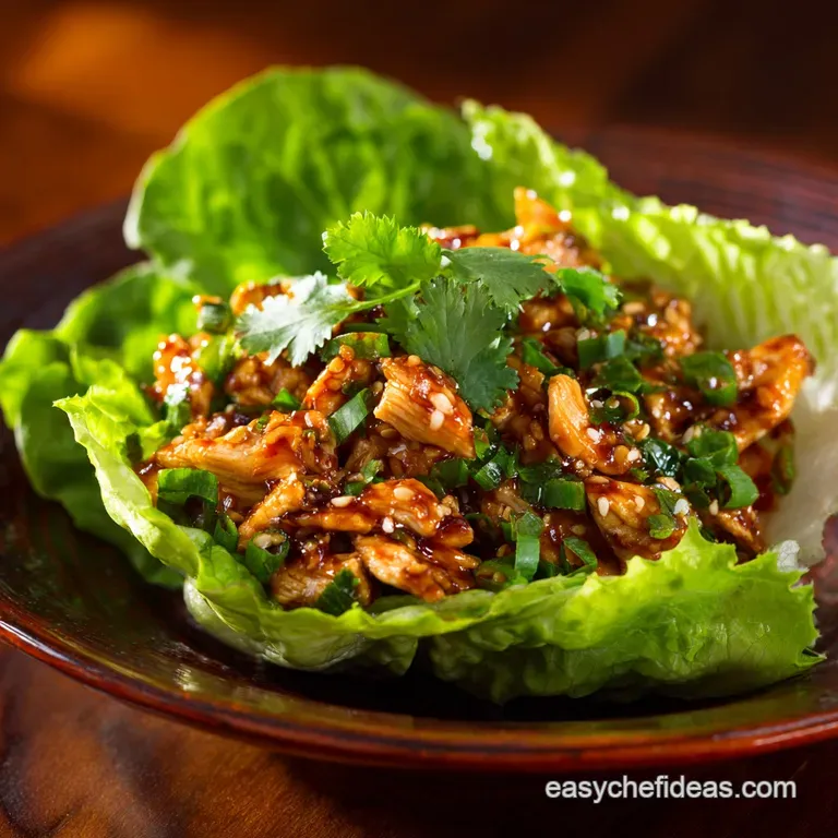 Healthy Asian Chicken Lettuce Wraps: Zesty Ginger-Soy Filling in 25 Minutes presentation