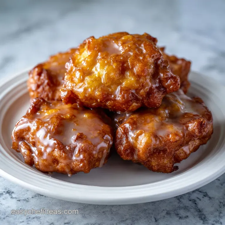 Golden Baked Apple Fritters with Maple Glaze presentation