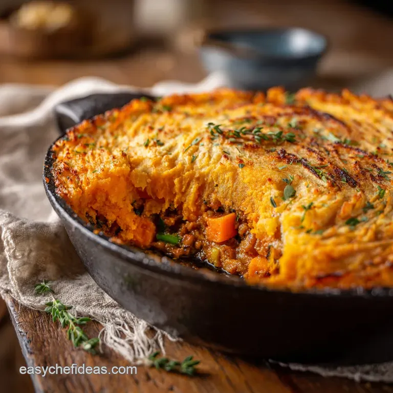 Turkey Sweet Potato Shepherds Pie with Gingerkissed Sweet Potato Toppings presentation