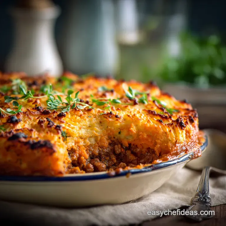 Turkey Sweet Potato Shepherds Pie with GingerKissed Sweet Potato Toppings