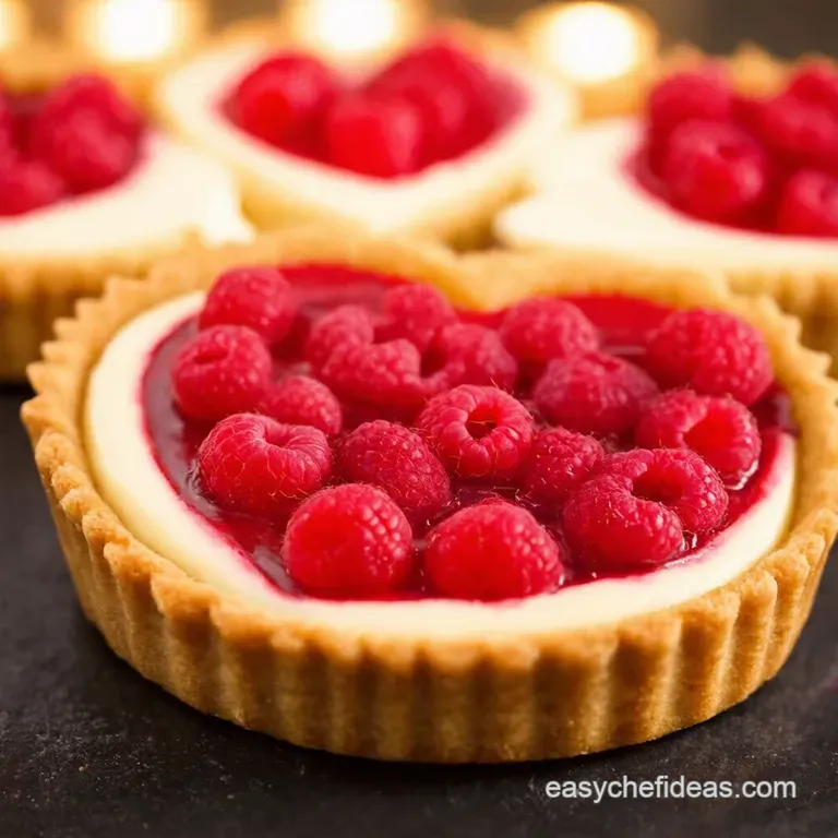 Heartshaped Raspberry White Chocolate Tart presentation