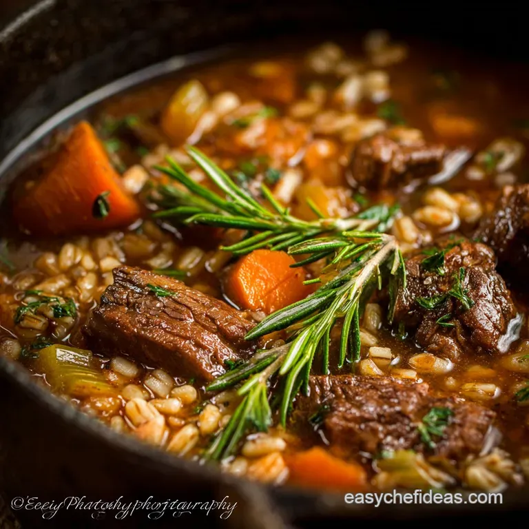 Beef Barley Soup: a Rich Hearty Winter Warmer Recipe presentation