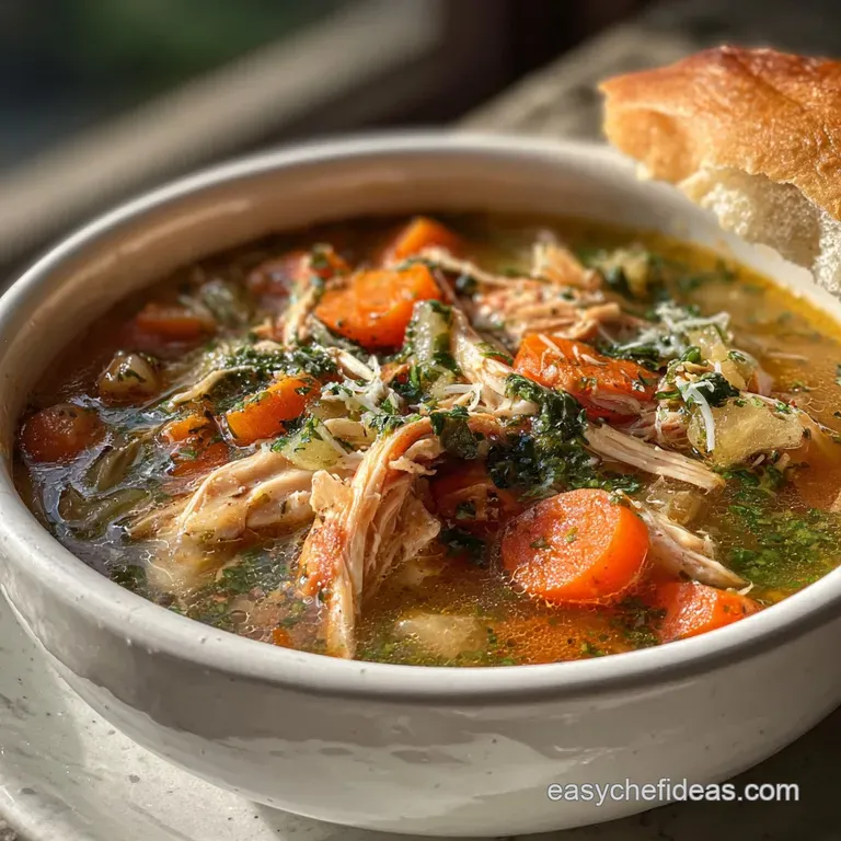 Hearty Chicken Veggie Soup (Cozy One-Pot Dinner) with Garlic and Herbs