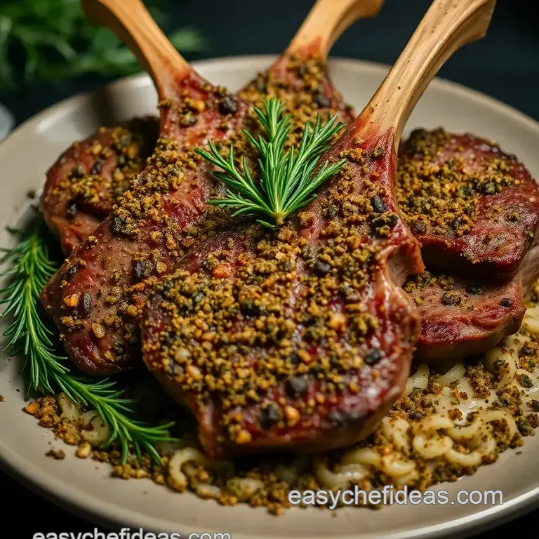 Herb-Crusted Greek Lamb Chops with Tzatziki presentation
