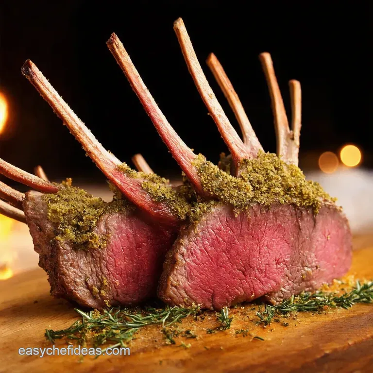 Herb Crusted Rack of Lamb with Rosemary Potatoes presentation