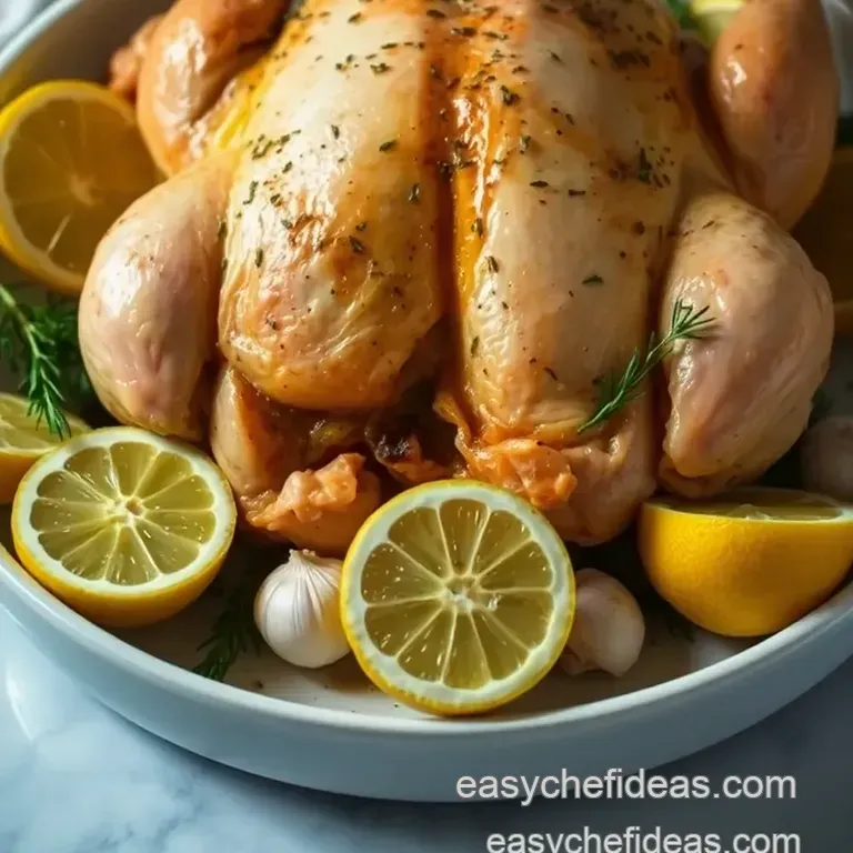 Herb-Roasted Whole Chicken with Garlic and Lemon presentation