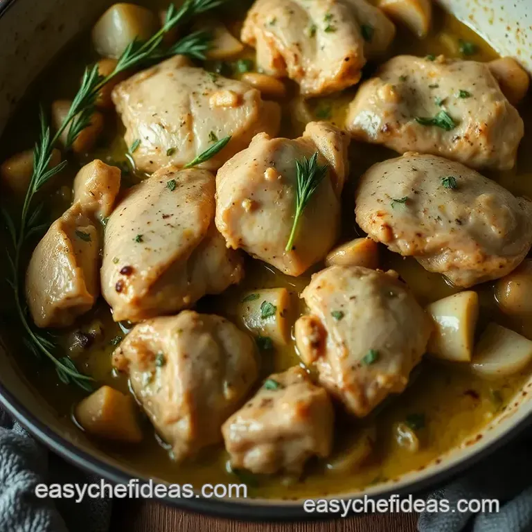 Herbaceous Chicken Fricassee: a Classic Comfort Dish presentation