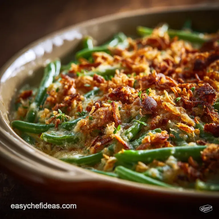 The Ultimate Creamy Crunchy Green Bean Casserole from Scratch presentation