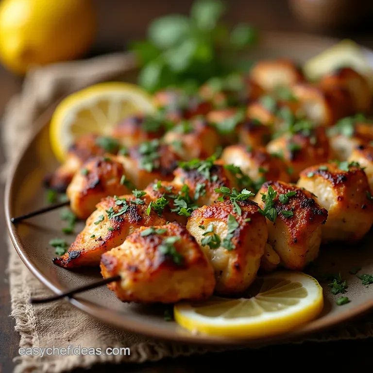 Sunkissed Greek Chicken Souvlaki with Homemade Herbed Lemon Marinade presentation