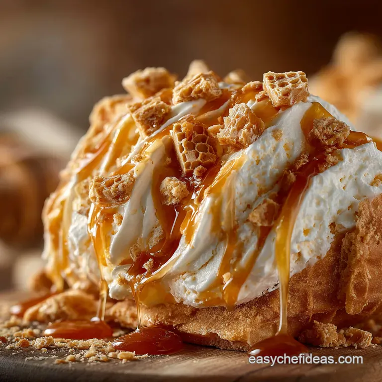 Homemade Honeycomb Nougat Ice Cream presentation