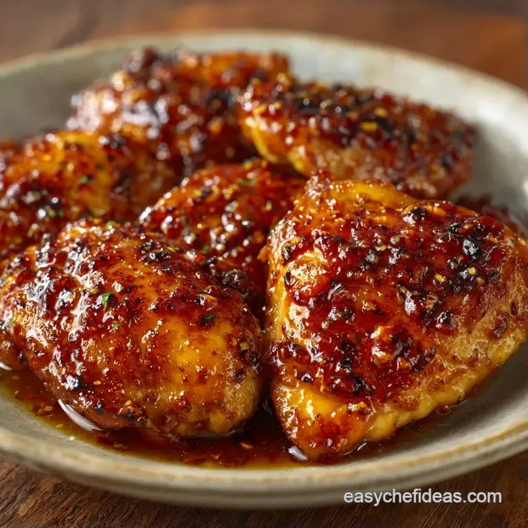 Seared golden chicken thighs atop steamed jasmine rice, garnished with sliced scallions and a drizzle of sauce.