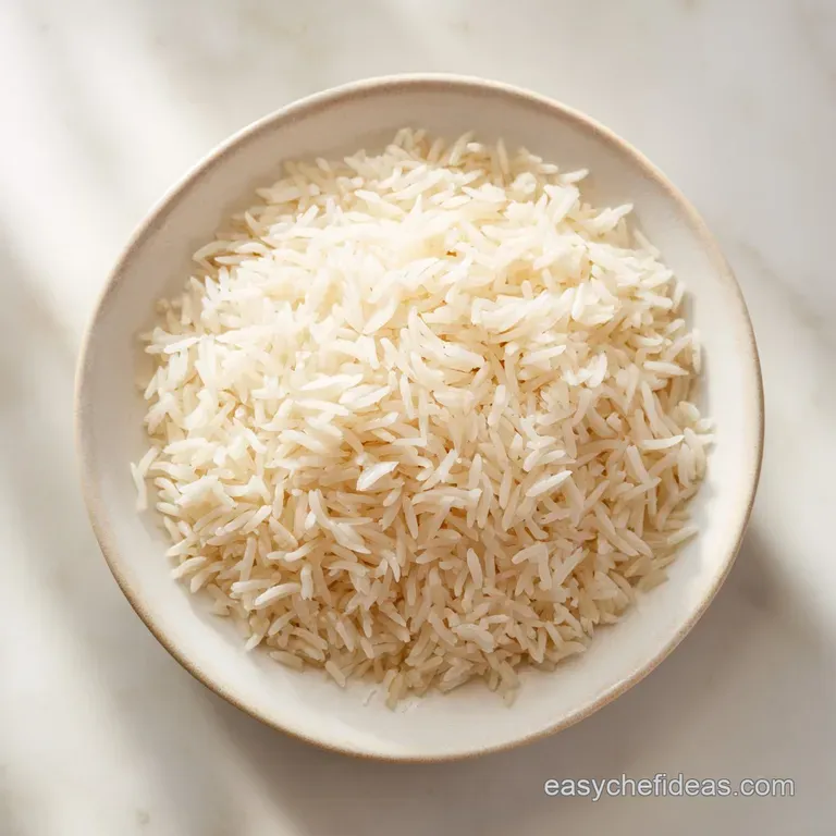 A neat mound of fluffy white rice presented elegantly on a dark ceramic plate, hinting at comforting warmth.