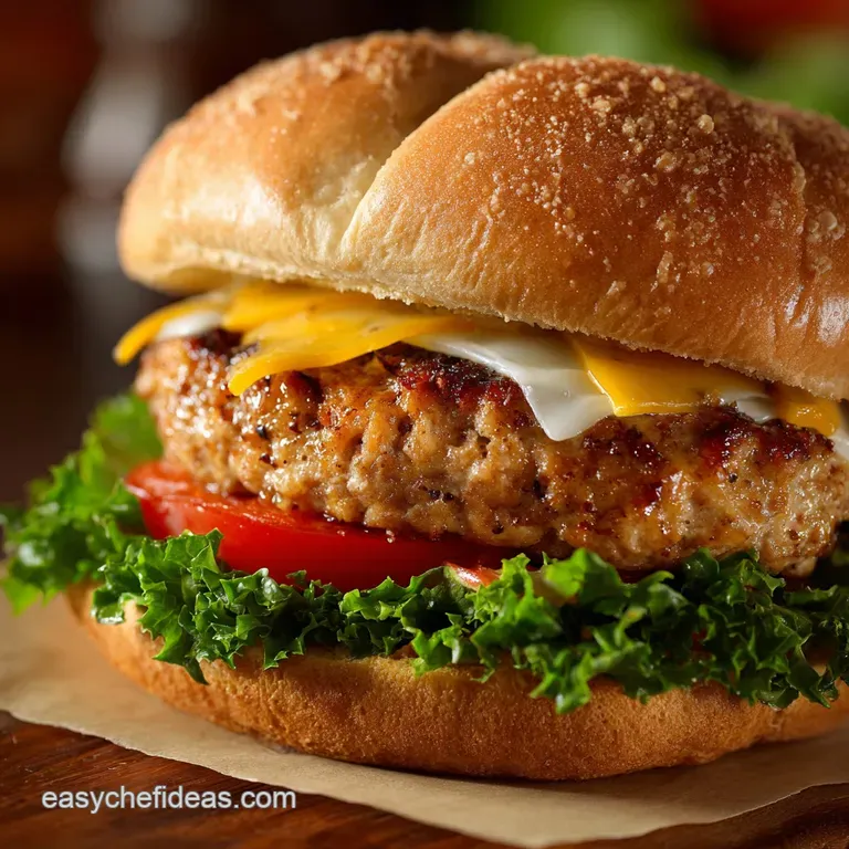 Inside out Turkey Cheeseburger the Ultimate Juicy Stuffed Turkey Burger presentation