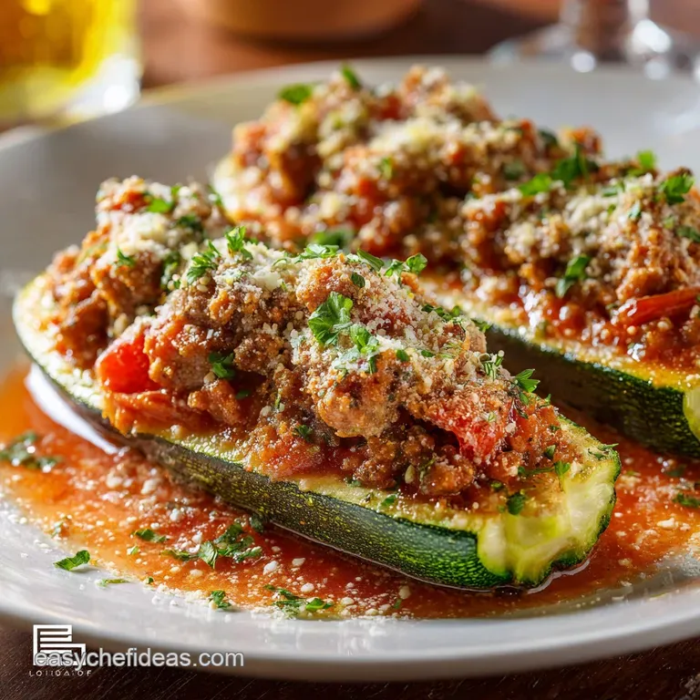 Stuffed Zucchini with Sausage Hearty Italian Boats with Parmesan and Panko presentation