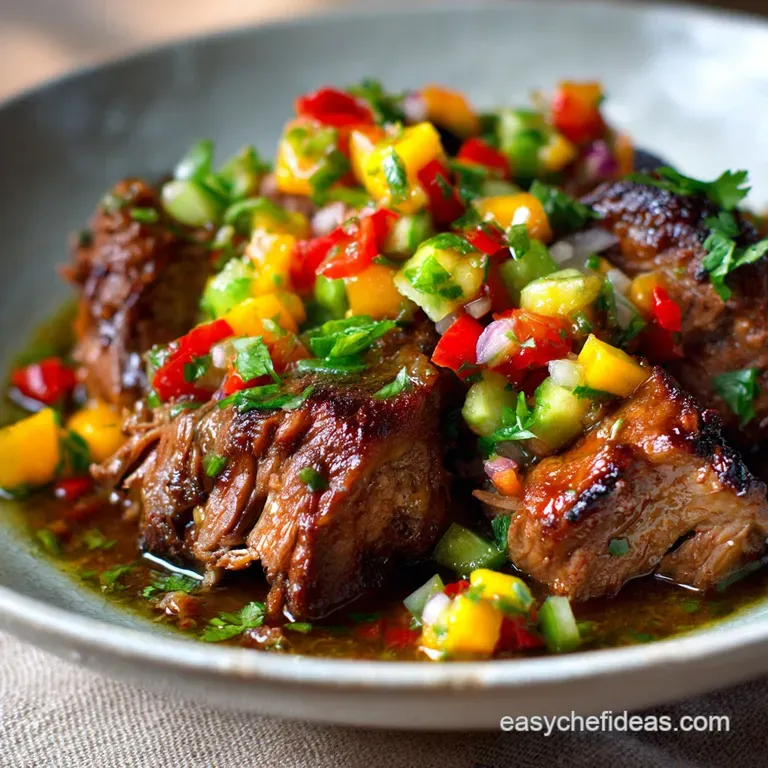 Slow Cooked Jerk Pork with Caribbean Salsa: the Governors Easy Slow Cooker Recipe presentation