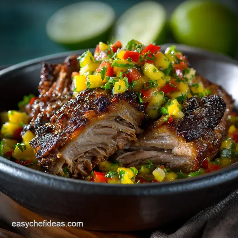 Slow Cooked Jerk Pork with Caribbean Salsa: The Governors Easy Slow Cooker Recipe