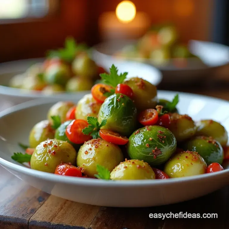 Jeweltoned Brussels Sprouts Balsamic Cranberry Pecan Perfection presentation