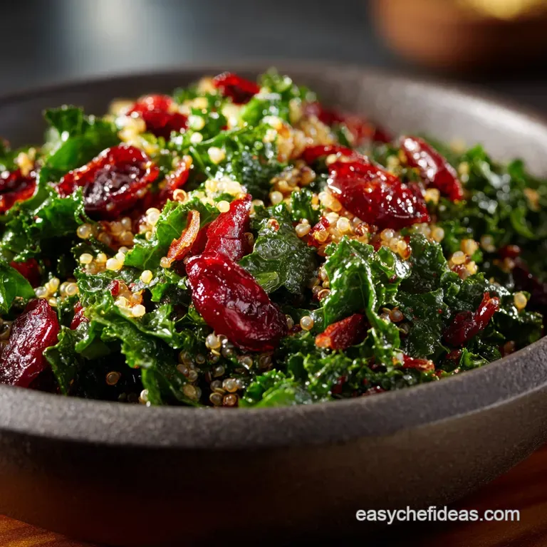 Kale Salad with Quinoa and Cranberries the Mighty Midweek Power Crunch presentation