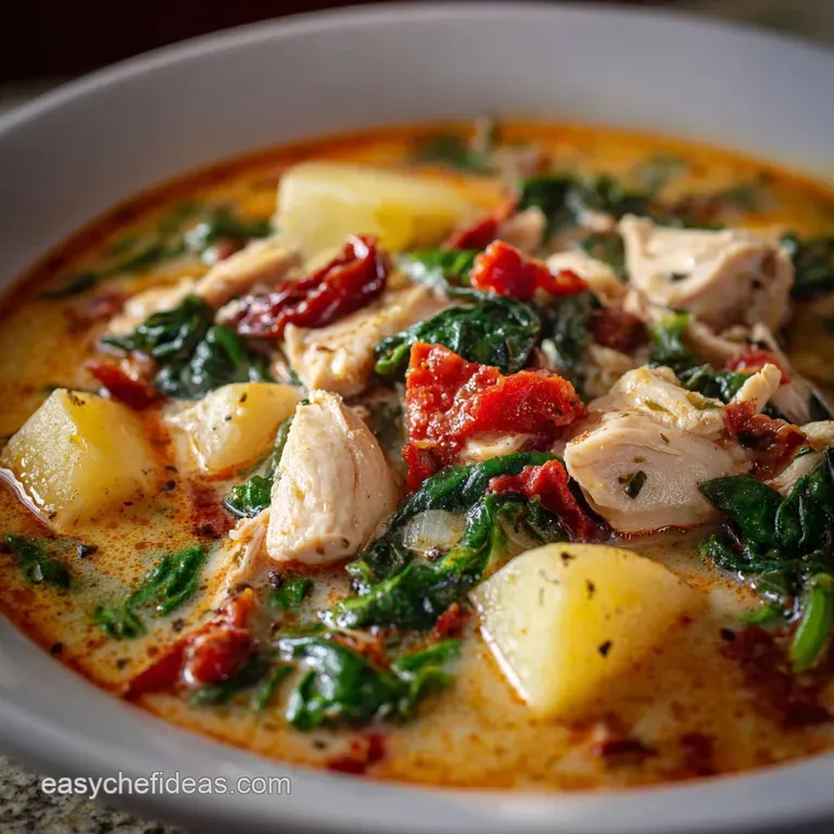 Keto Soup: Hearty Tuscan Chicken Faux-Tato presentation