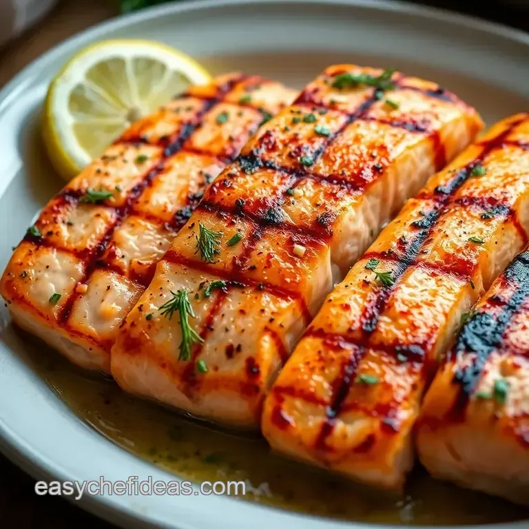 Lemon Herb Grilled Salmon with Garlic Asparagus presentation