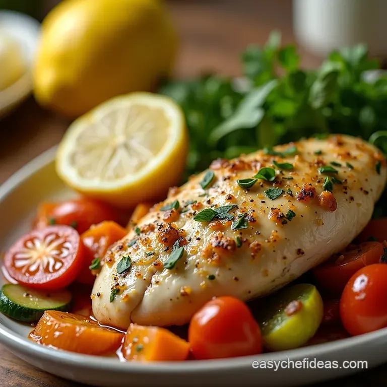 Lemon Herb Roasted Chicken and Veggies with Quinoa Pilaf presentation