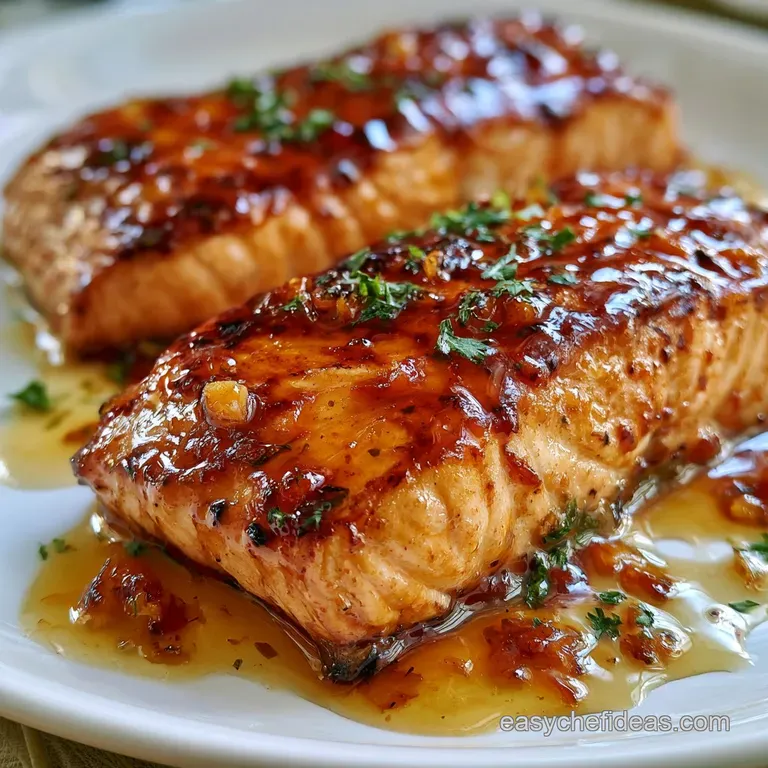 Flaky pink salmon fillet atop a bed of wilted spinach, drizzled with a shimmering sauce and a lemon wheel.