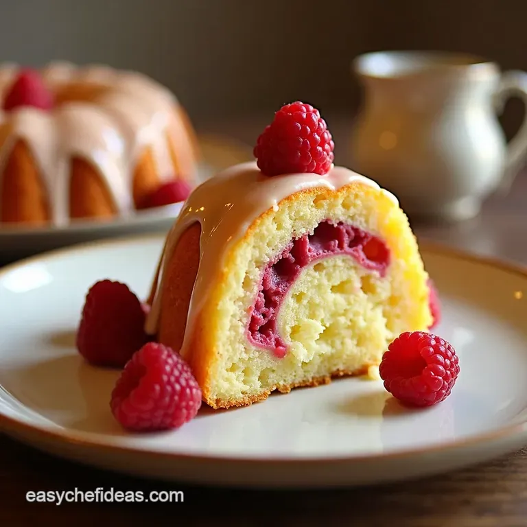 Lemon Raspberry Swirl Bundt Cake presentation