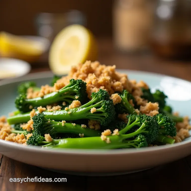 The Speedy Green Machine Lemongarlic Broccolini with Toasted Almond Crunch presentation