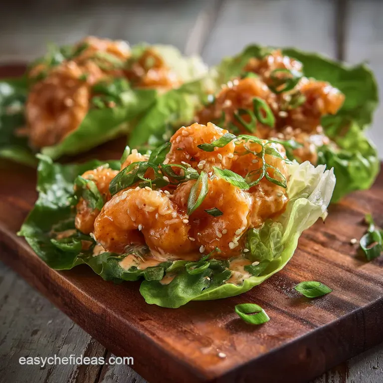 Lowcarb Buffalo Shrimp Lettuce Wraps with Tangy Blue Cheese Drizzle presentation