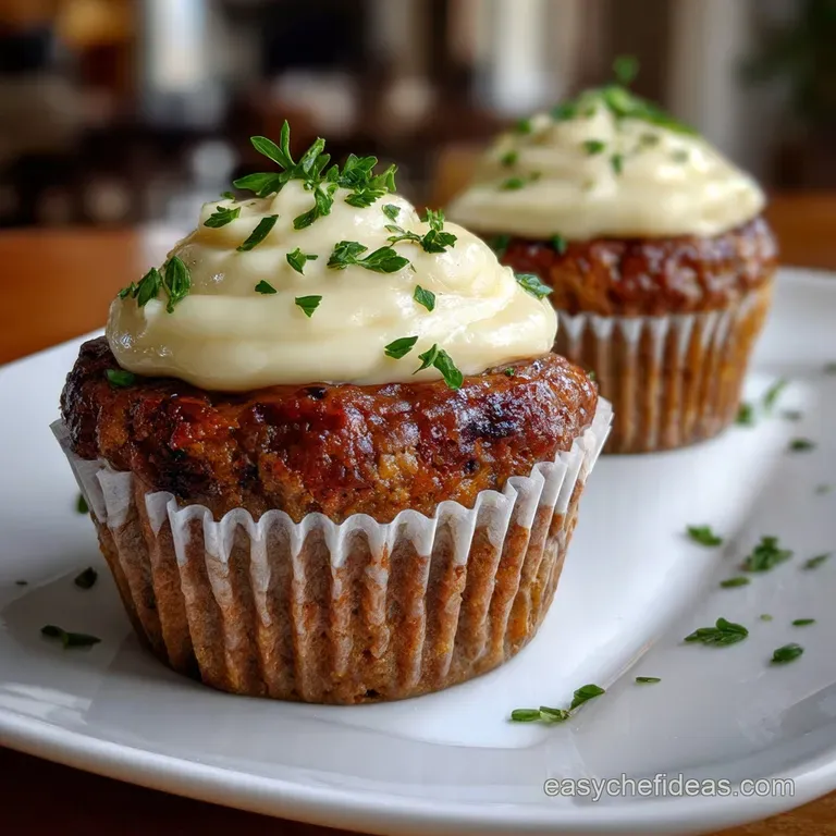 Meatloaf Cupcakes Mashed Potatoes with Frosting presentation