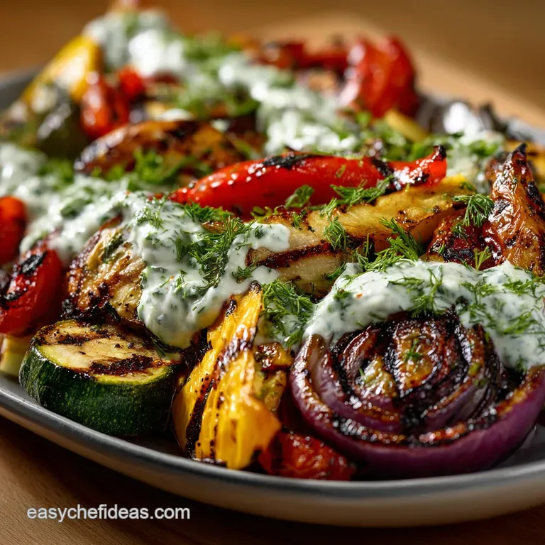 The Aegean Grilled Vegetable Platter with Cooling Lemon Mint Yogurt