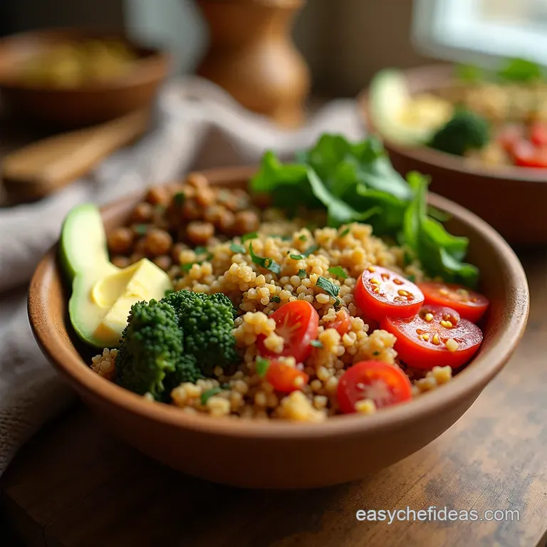 Mediterranean Quinoa Power Bowls with Lemonherb Chicken presentation