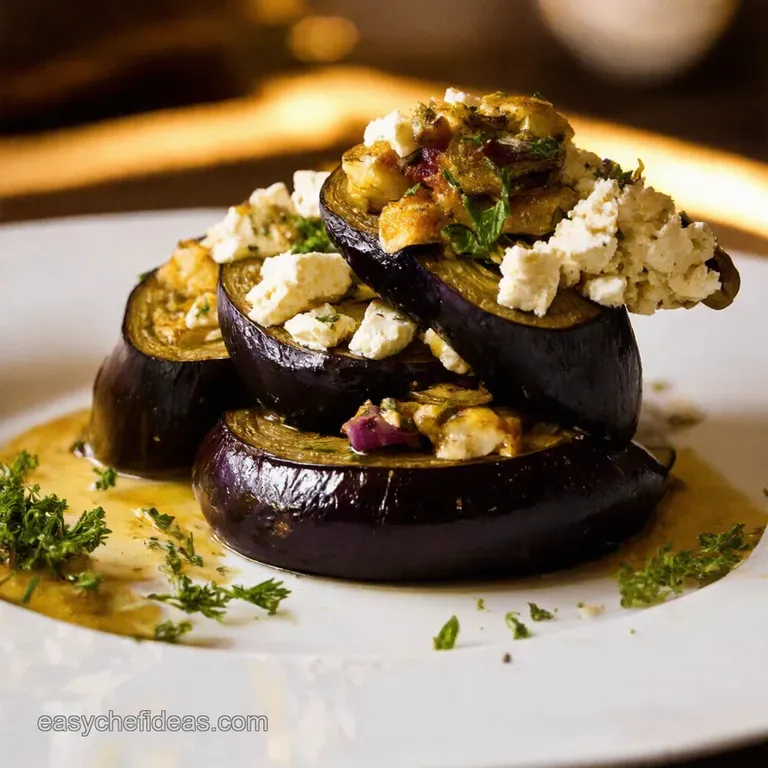 Mediterranean Roasted Aubergine with Herbed Feta Crumble presentation