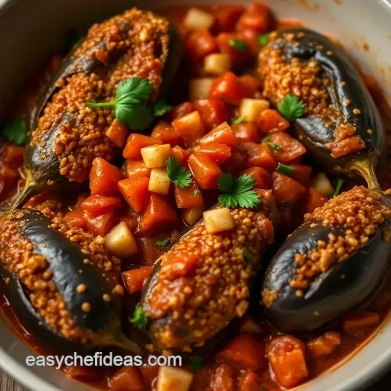 Mediterranean Stuffed Eggplants: a Flavorful Feast presentation