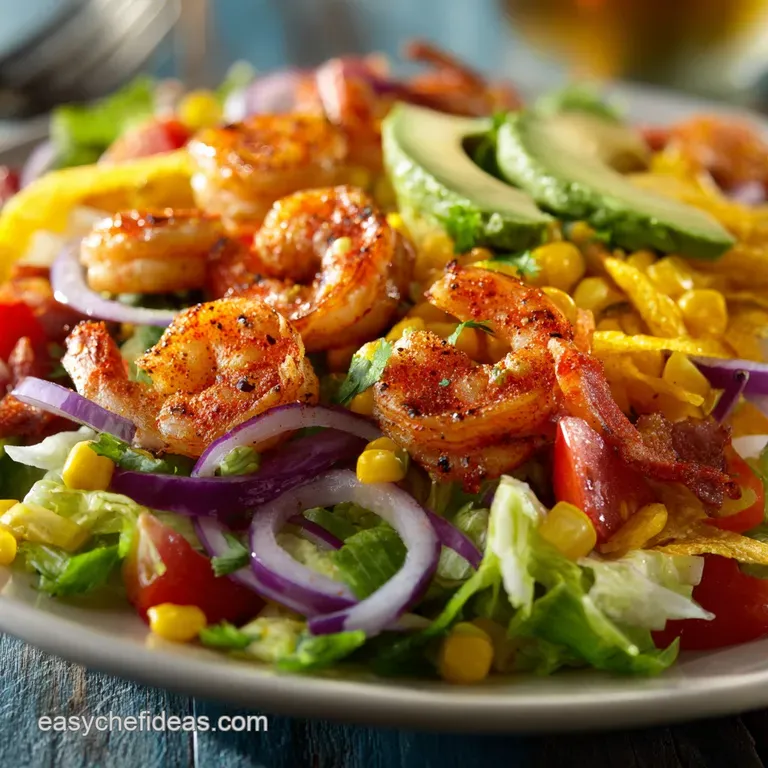 Mexican Shrimp Cobb Salad with Chili-Lime Prawns and Cotija presentation