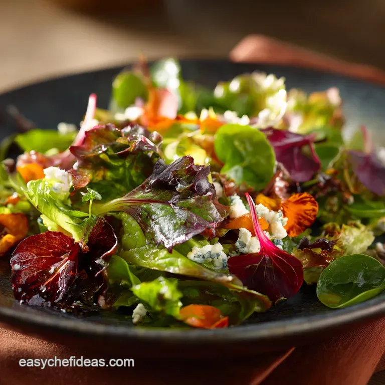 Mixed Baby Greens Salad: Autumn Jewel with Pomegranate Pecans and Gorgonzola